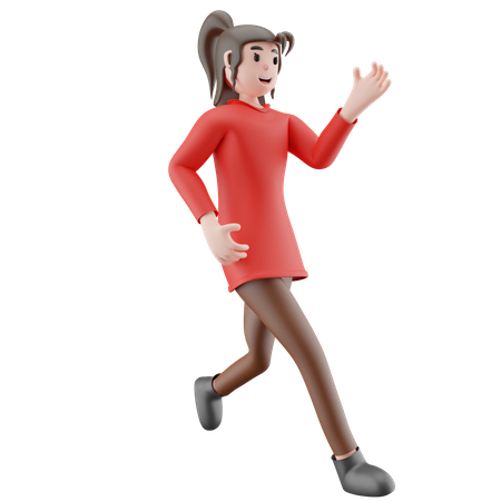 Businesswoman Running  3D Illustration
