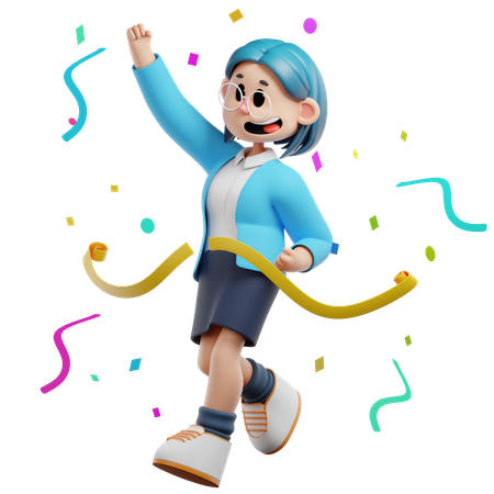 ビジネスウーマンランニング＆ビジネスコンテスト優勝者  3D Illustration