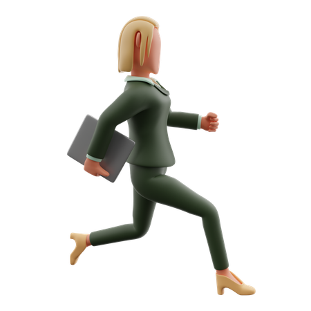 Businesswoman Running With Report  3D Icon