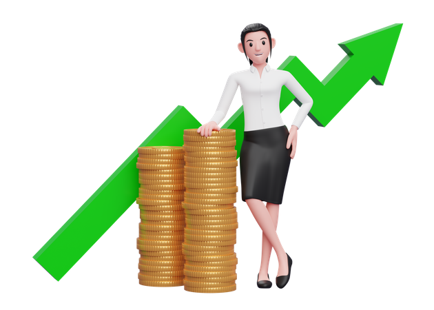 Businesswoman satisfied after investment growth  3D Icon