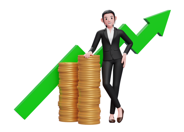 Businesswoman satisfied after investment growth  3D Icon