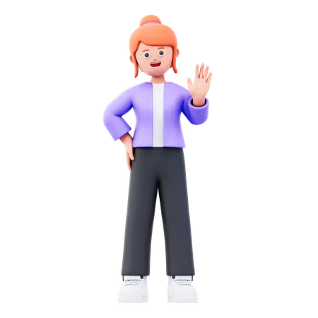 Businesswoman Say Hello  3D Illustration