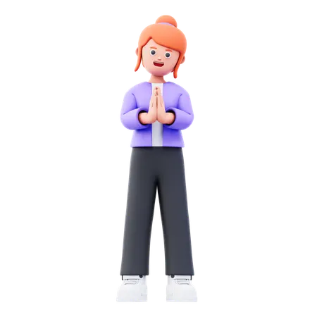 Businesswoman Say Sorry 3D Illustration