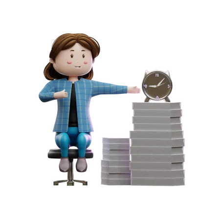 Businesswoman Set Alarm  3D Illustration