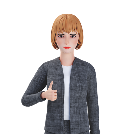 Businesswoman show thumbs up  3D Illustration