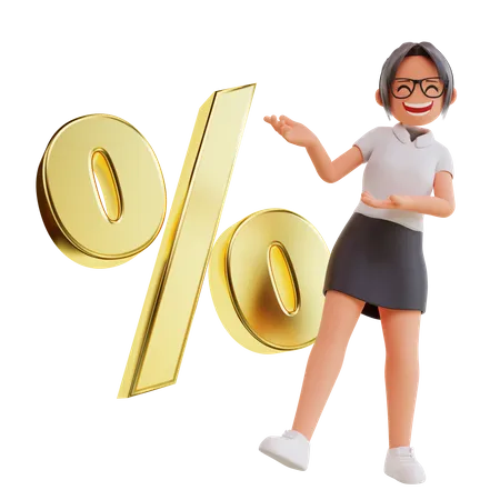 Businesswoman showing discount  3D Illustration