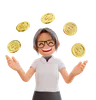 Businesswoman showing dollar coin