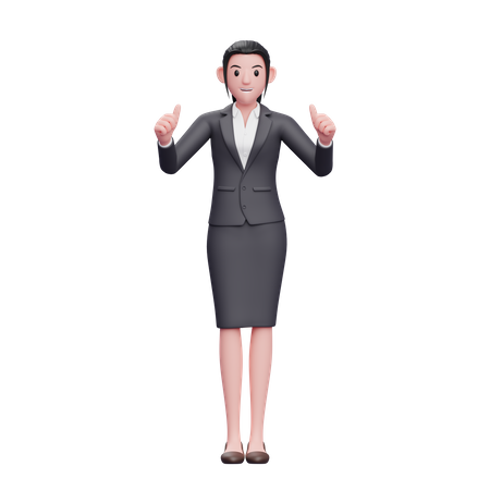 Businesswoman showing Double Thumbs Up  3D Icon