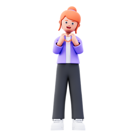 Businesswoman Showing Heart Shape  3D Illustration