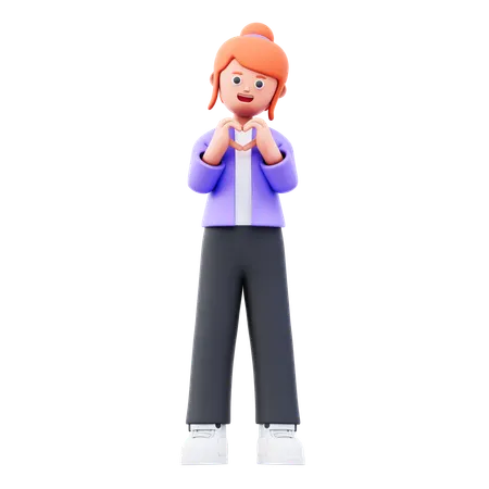Businesswoman Showing Heart Shape  3D Illustration