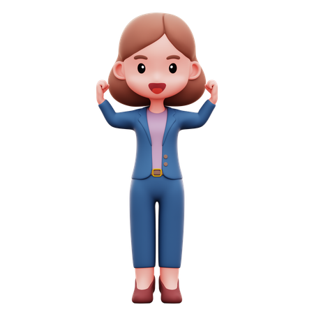 Businesswoman Showing Her Strength  3D Illustration
