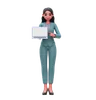 Businesswoman showing laptop screen