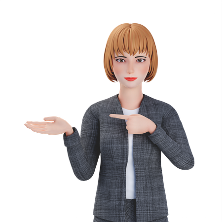 Businesswoman showing left gesture 3D Illustration