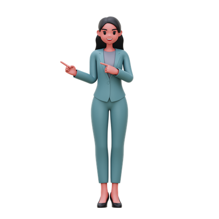 Businesswoman showing left sife  3D Illustration