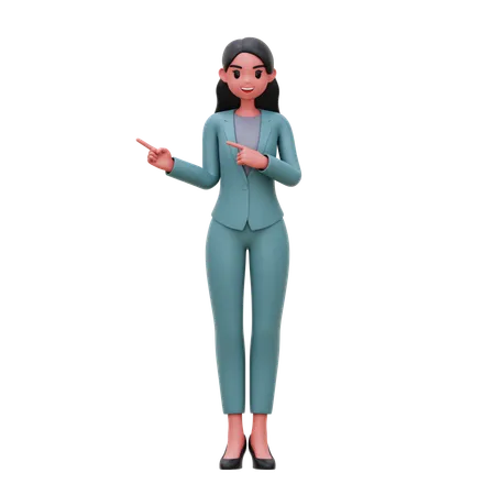 Businesswoman showing left sife  3D Illustration