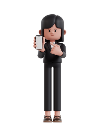 Businesswoman Showing Mobile Screen  3D Illustration
