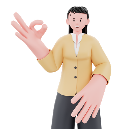 Businesswoman showing nice gesture  3D Illustration