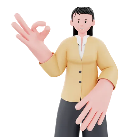 Businesswoman showing nice gesture  3D Illustration