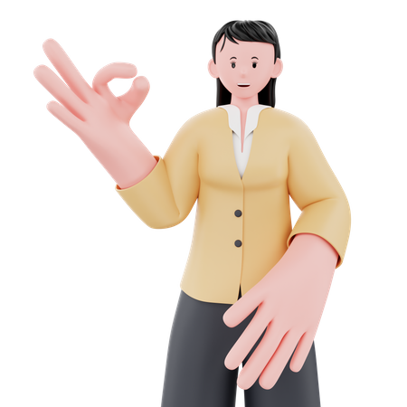 Businesswoman showing nice gesture 3D Illustration