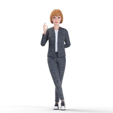 Businesswoman showing ok gesture  3D Illustration