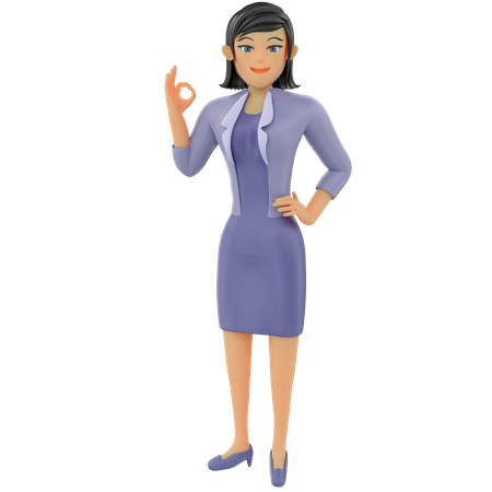 Businesswoman showing ok gesture  3D Illustration