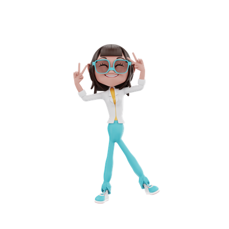 Businesswoman showing Peaceful gesture  3D Icon
