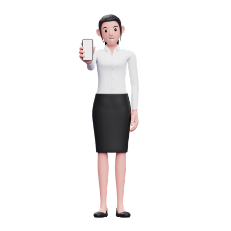 Businesswoman showing phone screen  3D Illustration