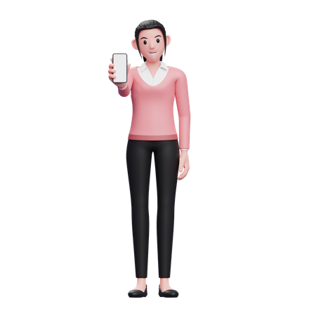 Businesswoman showing phone screen  3D Illustration