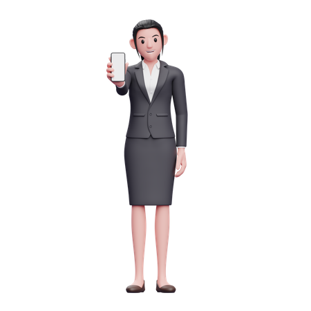 Businesswoman showing phone screen  3D Illustration