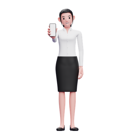 Businesswoman showing phone screen 3D Illustration