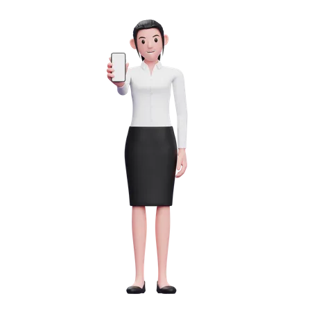 Businesswoman showing phone screen 3D Illustration