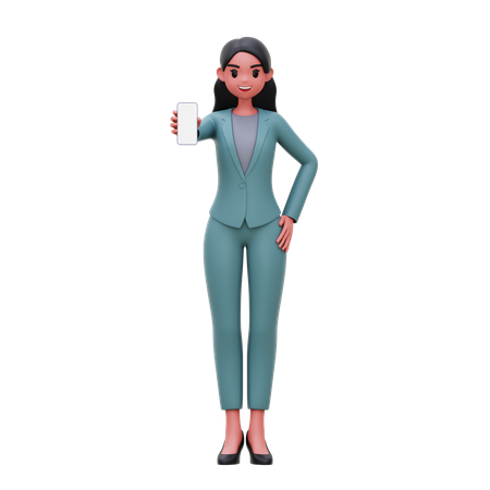 Businesswoman showing smartphone screen  3D Illustration
