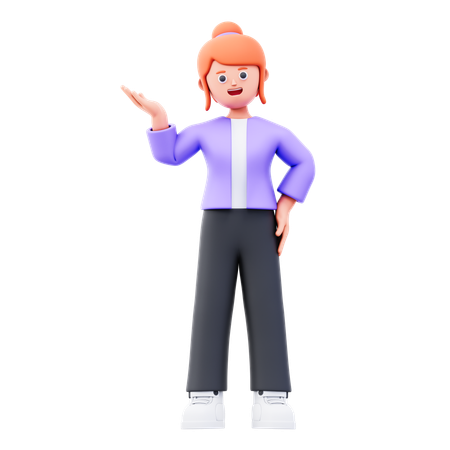 Businesswoman Showing Something Left  3D Illustration