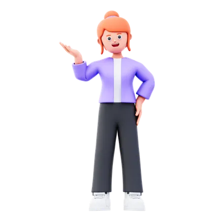 Businesswoman Showing Something Left  3D Illustration