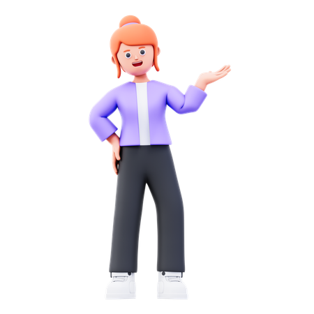 Businesswoman Showing Something Right  3D Illustration