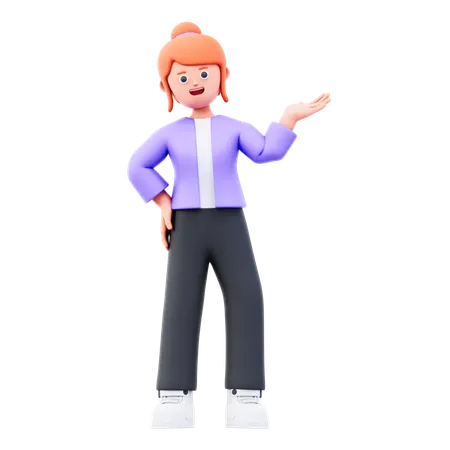 Businesswoman Showing Something Right 3D Illustration
