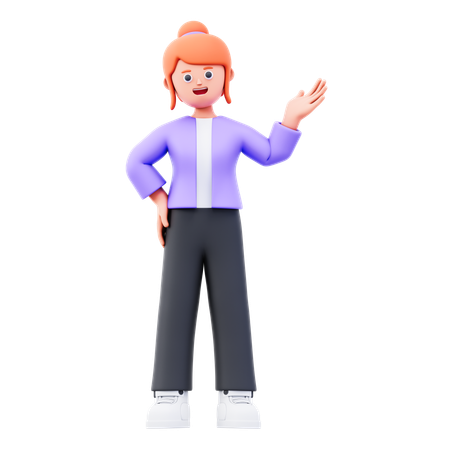 Businesswoman Showing Something Right  3D Illustration