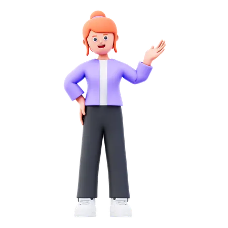 Businesswoman Showing Something Right  3D Illustration