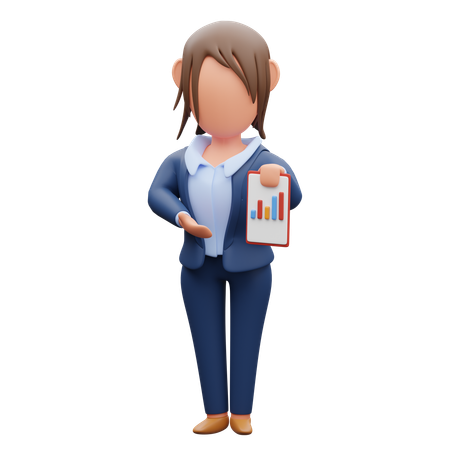 Businesswoman Showing Statistic  3D Illustration