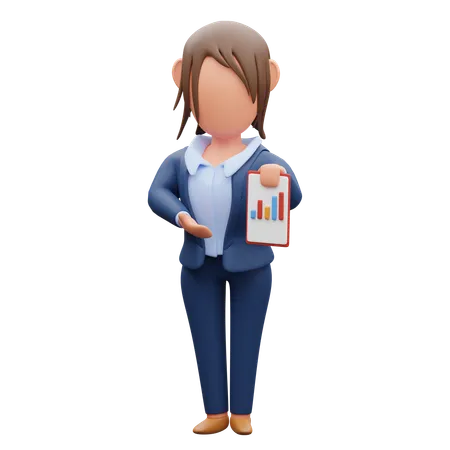 Businesswoman Showing Statistic  3D Illustration