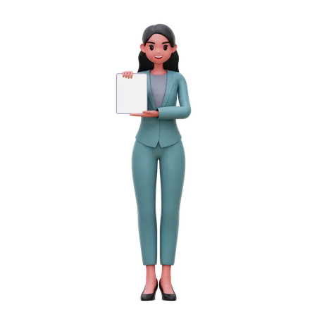 Businesswoman showing tablet screen  3D Illustration