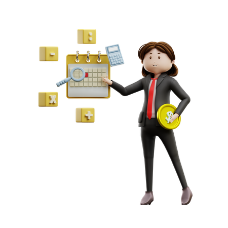 Businesswoman Showing Tax Day  3D Illustration