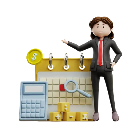 Businesswoman Showing Tax Day  3D Illustration