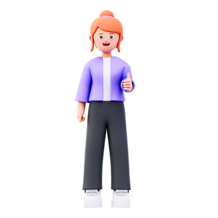 Businesswoman Showing Thumbs Up  3D Illustration