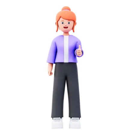 Businesswoman Showing Thumbs Up  3D Illustration