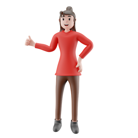 Businesswoman Showing Thumbs Up  3D Illustration