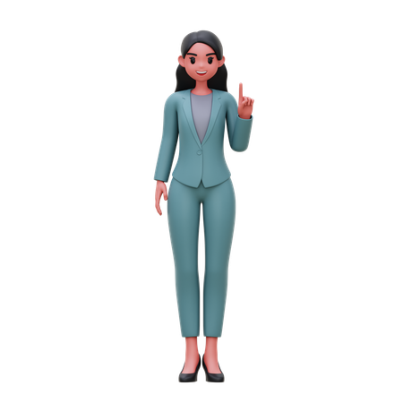 Businesswoman showing up finger gesture  3D Illustration