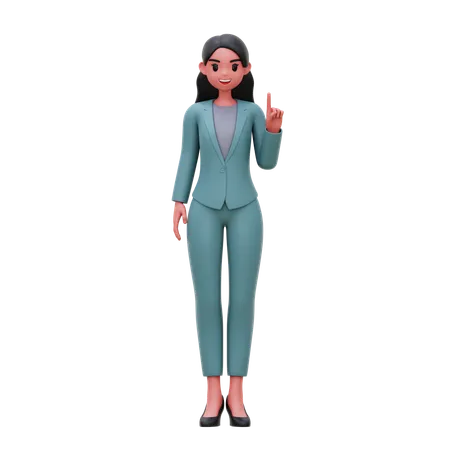 Businesswoman showing up finger gesture  3D Illustration