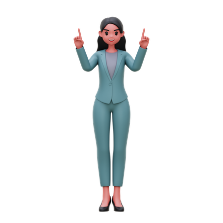 Businesswoman showing upside  3D Illustration