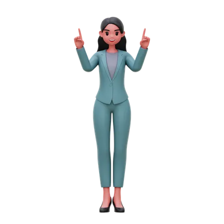 Businesswoman showing upside  3D Illustration